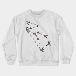 Lupus (Wolf) Constellation Roses and Hearts Doodle Crewneck Sweatshirt